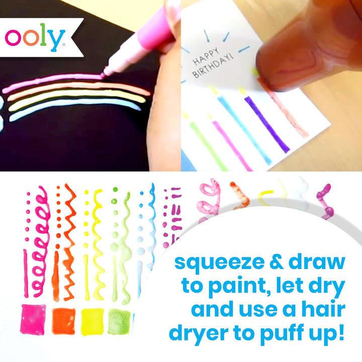 Magic Puffy Pens, 6 Neon Color Pens with 3D Ink, Create 3D Art by Adding Heat