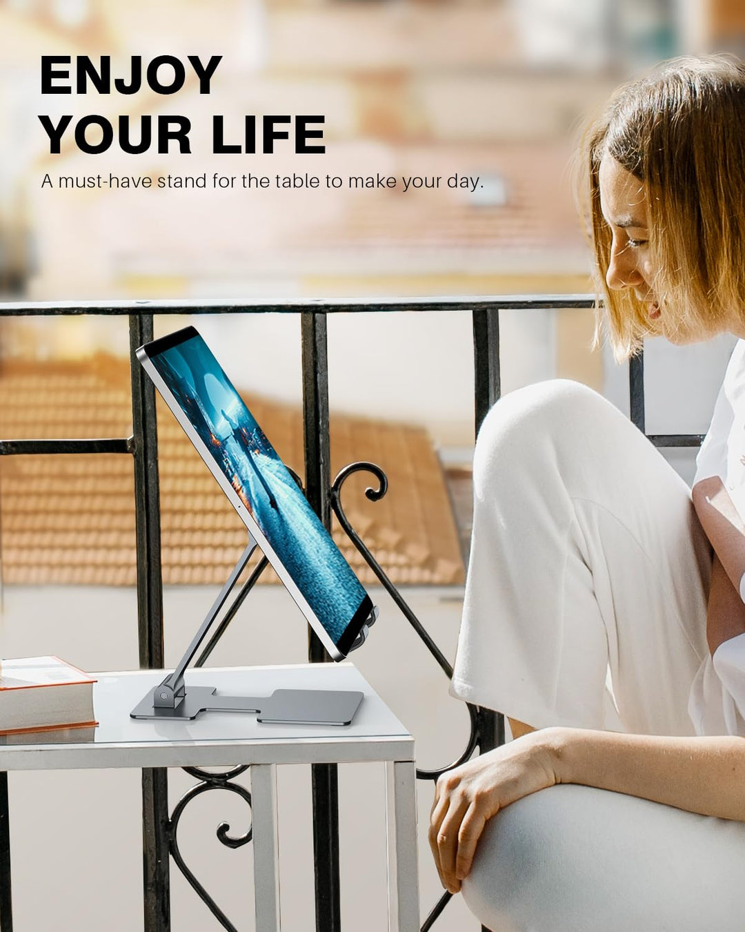 Tablet Stand,Adjustable Tablet Holder for Desk,Foldable Aluminium for iPad Stand Dock Holder for iPad Air 5/4/Mini 6/Mini 5/10.2/Pro 12.9/Pro 11,Portable Monitor,Surface (4-13 inch)-Grey