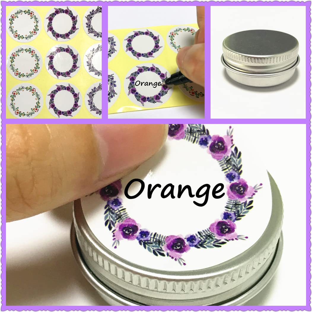 12 Pack.5 Oz/15Ml: Aluminum Tin Jars, Cosmetic Sample Metal Tins Empty Container Bulk, Round Pot Screw Cap Lid, Small Ounce for Candle, Lip Balm, Salve, Make Up, Eye Shadow, Po