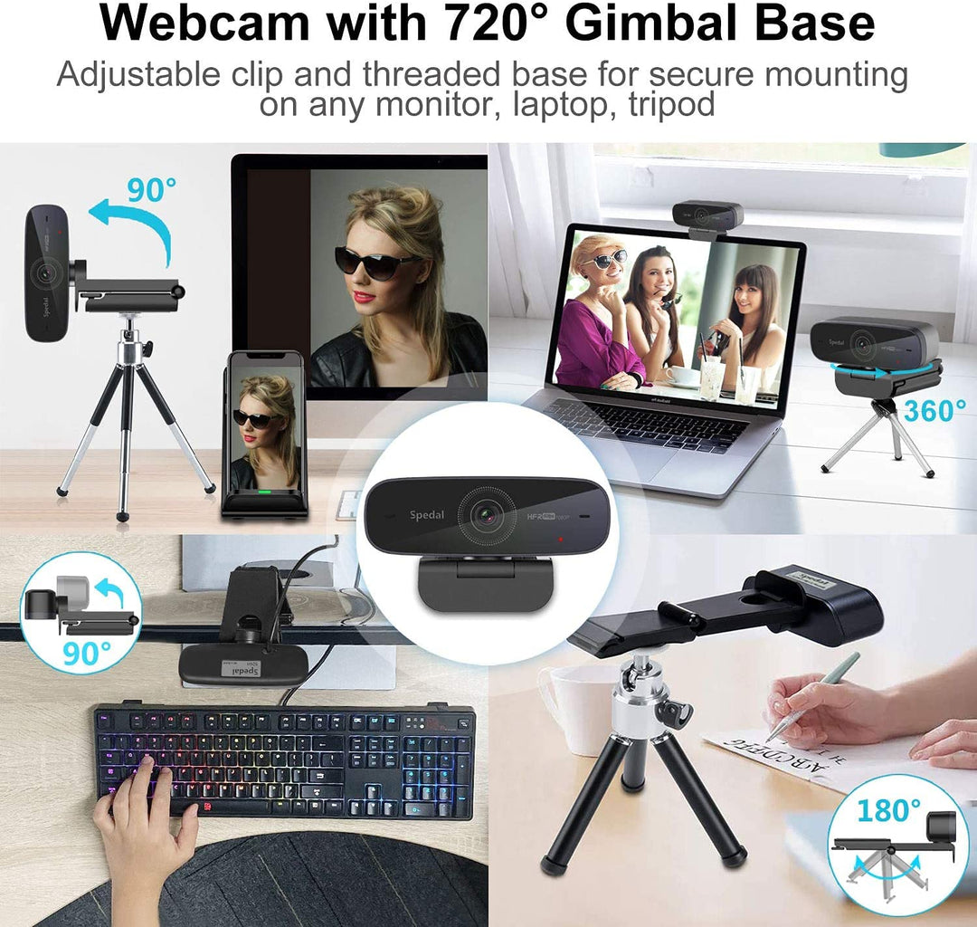 1080P 60fps Webcam with Dual Microphone, AutoFocus, Software Included, Ultra HD Streaming Web Camera, USB Computer Camera for Gaming/Online Teaching/Video Calling/Zoom/Skype