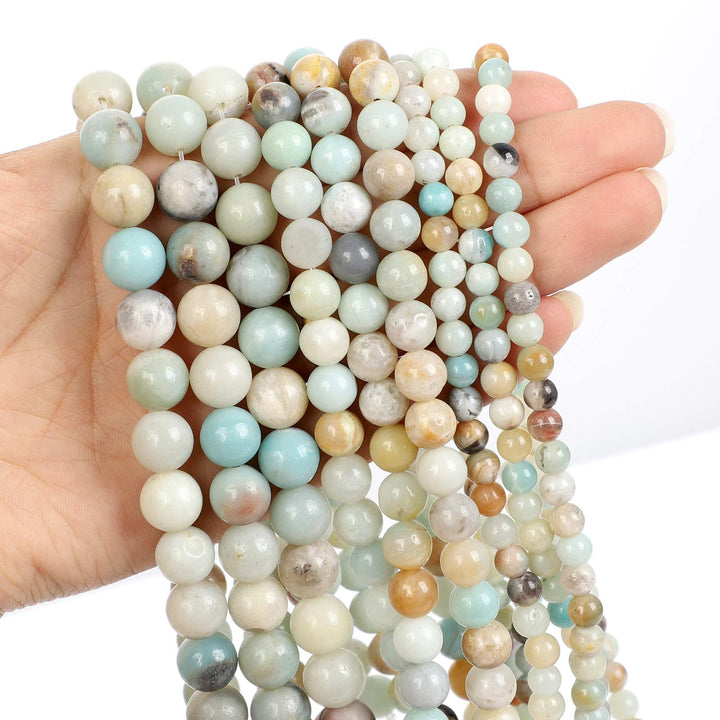 45pcs 8mm Black Point Amazon Natural Stone Beads for Jewelry Making, Energy Stone Healing Power,Enjoy DIY Fun