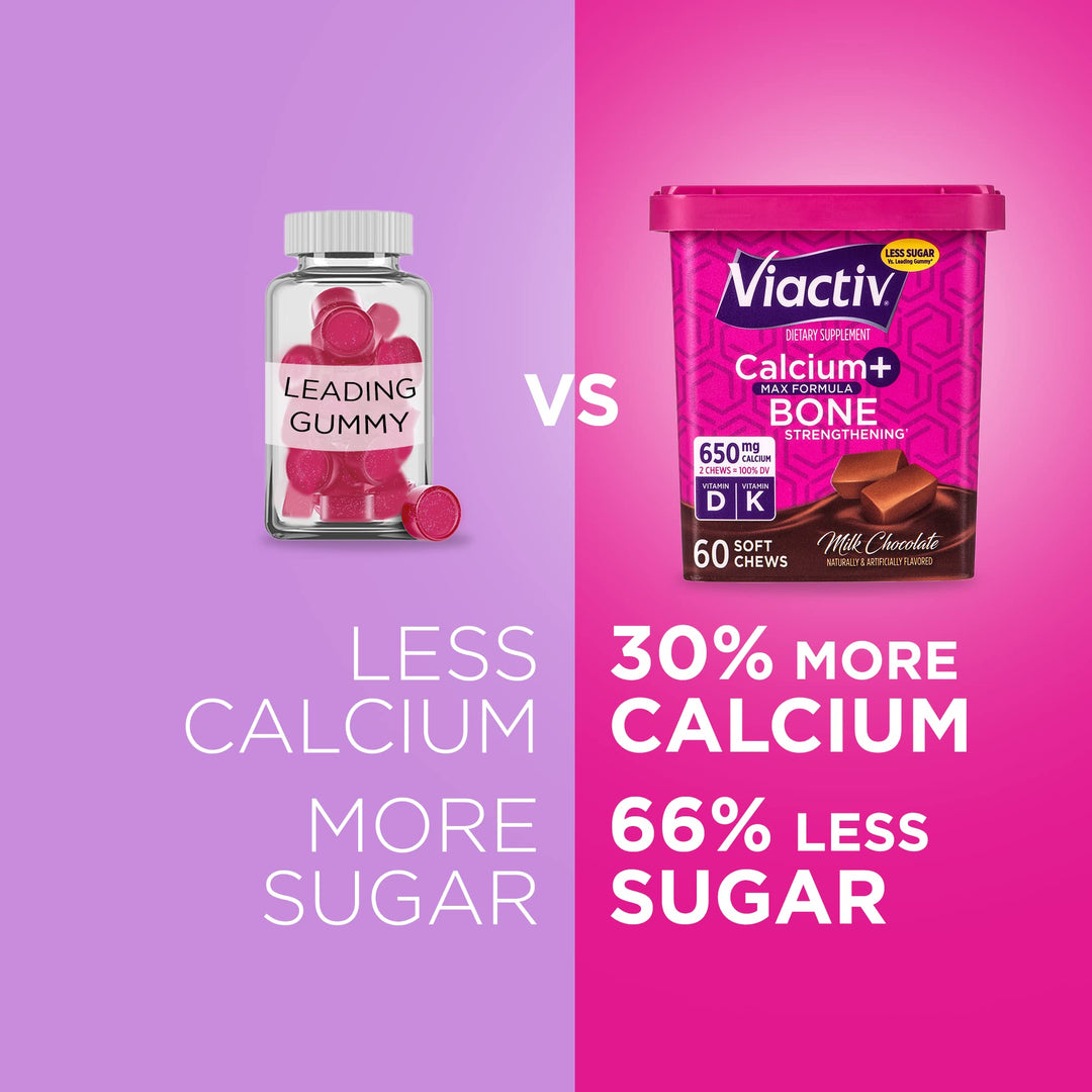 Viactiv Calcium +Vitamin D3 Supplement Soft Chews, Milk