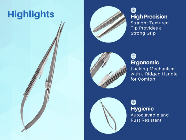 Castroviejo 5.5 inches Micro Needle/Suture Holder Driver with Lock Stainless Steel Needle Driver for Suturing
