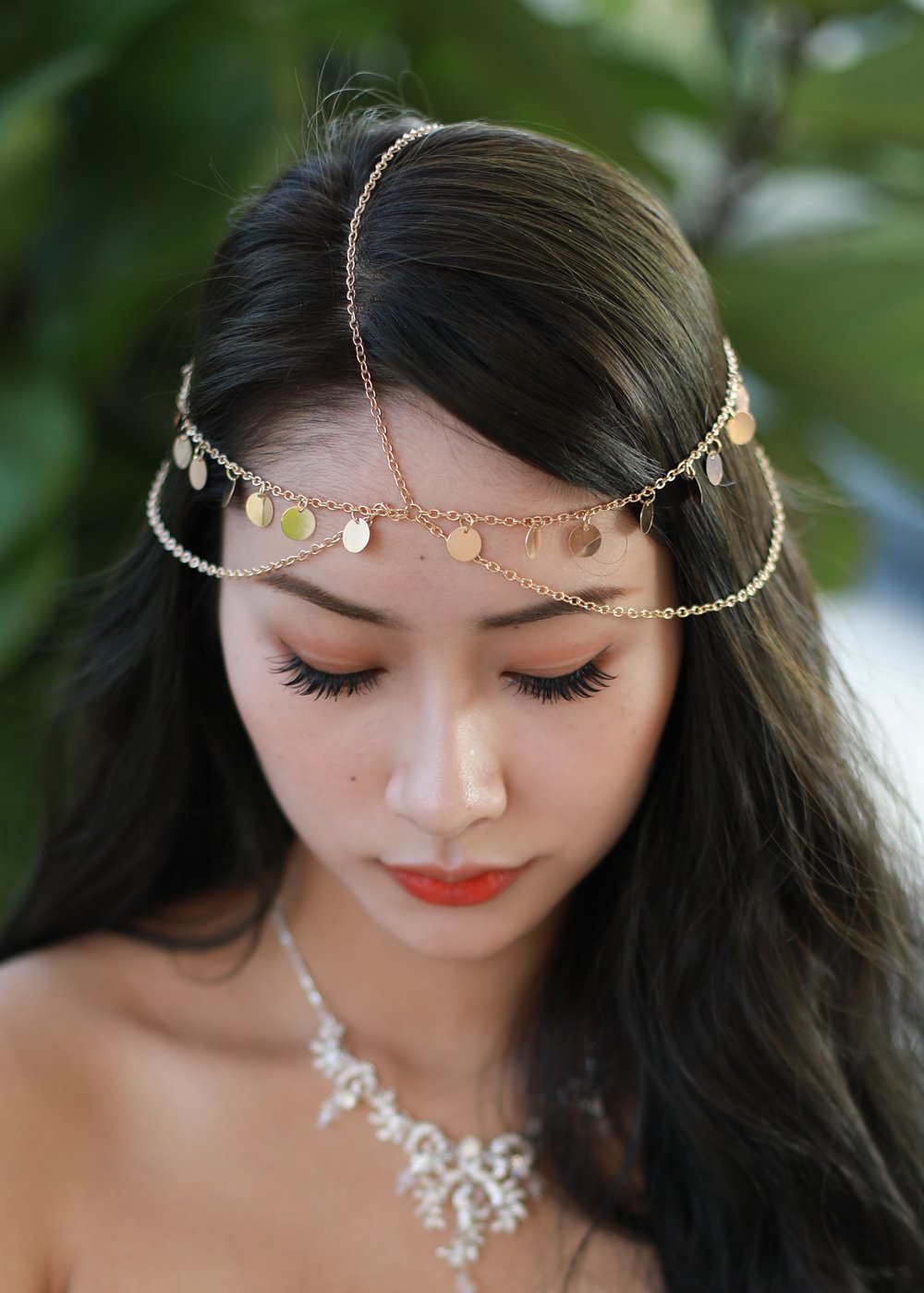 Women Bohemian Gold Head Chain Headband Bridal Head Chain Wedding Headpiece Hair Jewelry Accessories for Bridal Hair Accessories