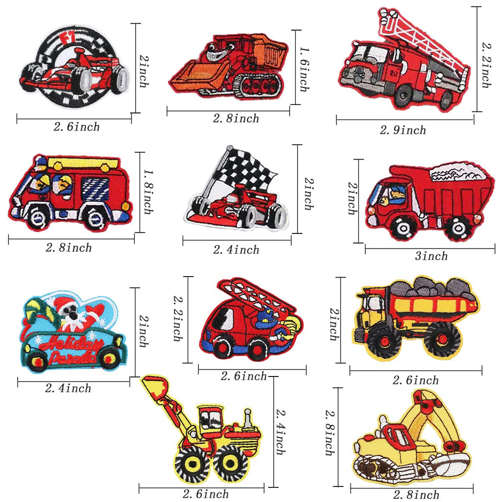 Cute Construction Vehicle Decoration Patches, DIY Car Patch Sets, Embroidery Stickers Sewing/Ironing Patches for Clothing, Jackets, Hat, Jeans, Backpacks-16pcs (Car)