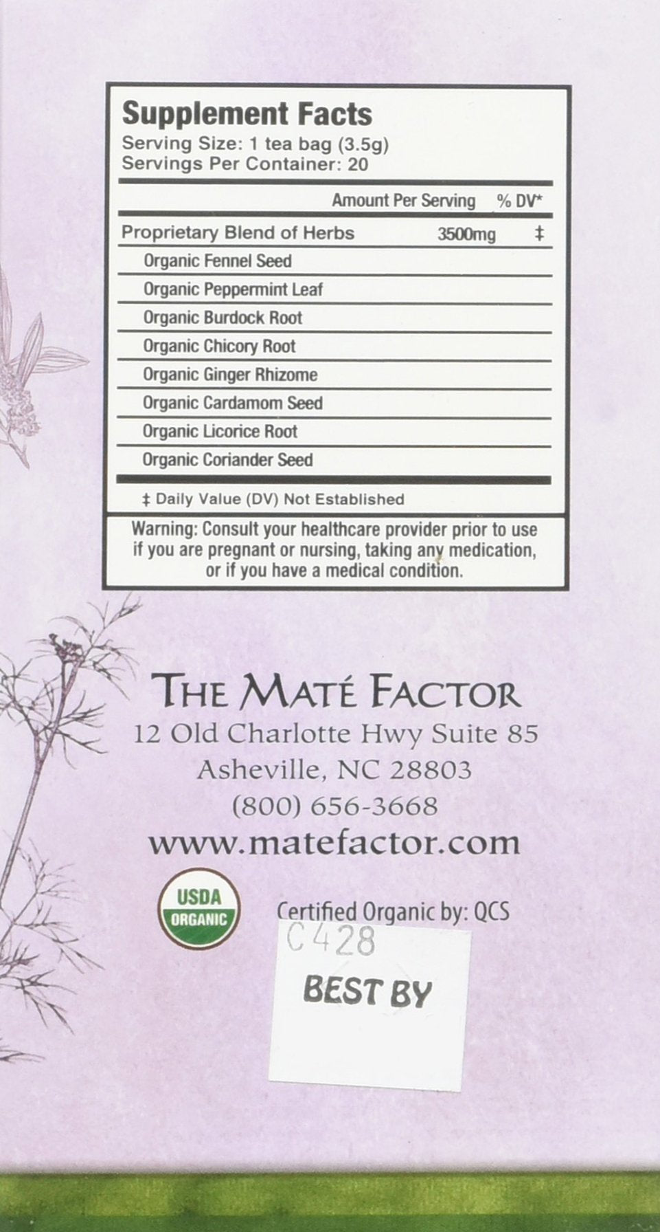 Mate Factor Functional Herbal Blends - Digestive Tea wi