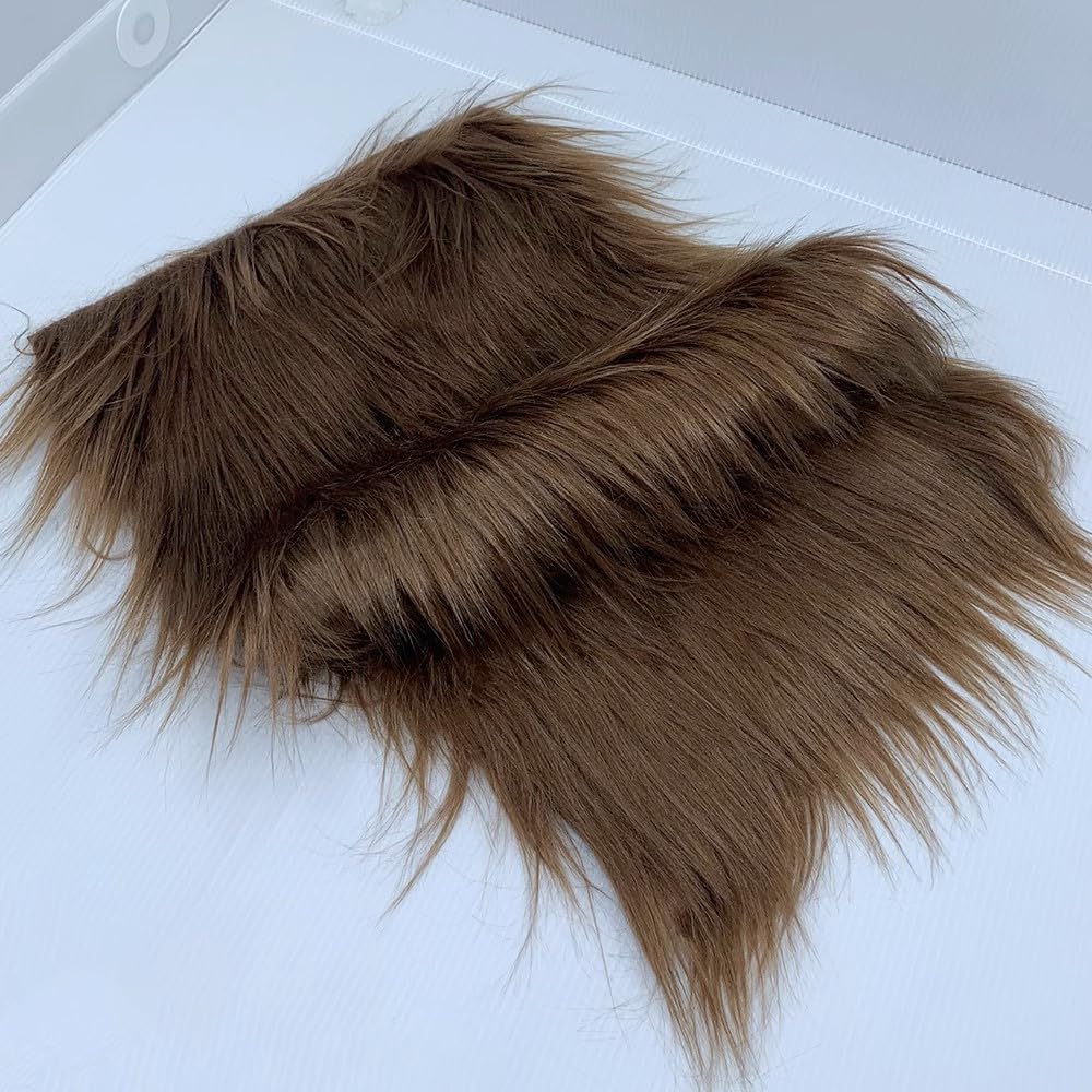 Faux Fur Fabric Square Patches for Crafts, Sewing, Costumes, Seat Pads (Dark Brown, 10 x 20 Inch)