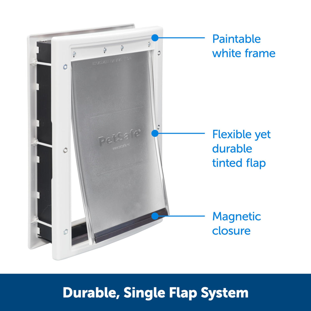 Never Rust Plastic Doggie Door for Install in Interior and Exterior Doors or Walls, Paintable, Easy Install, Closing Panel Included, for Pets Up to 40 lb, (Medium)