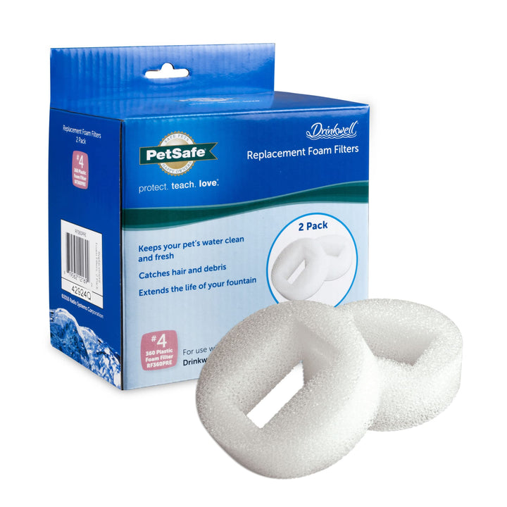 Drinkwell Replacement Foam Filters for 360 Plastic Multiple Pet Fountain, Cat and Dog Water Dispenser, 2-Pack