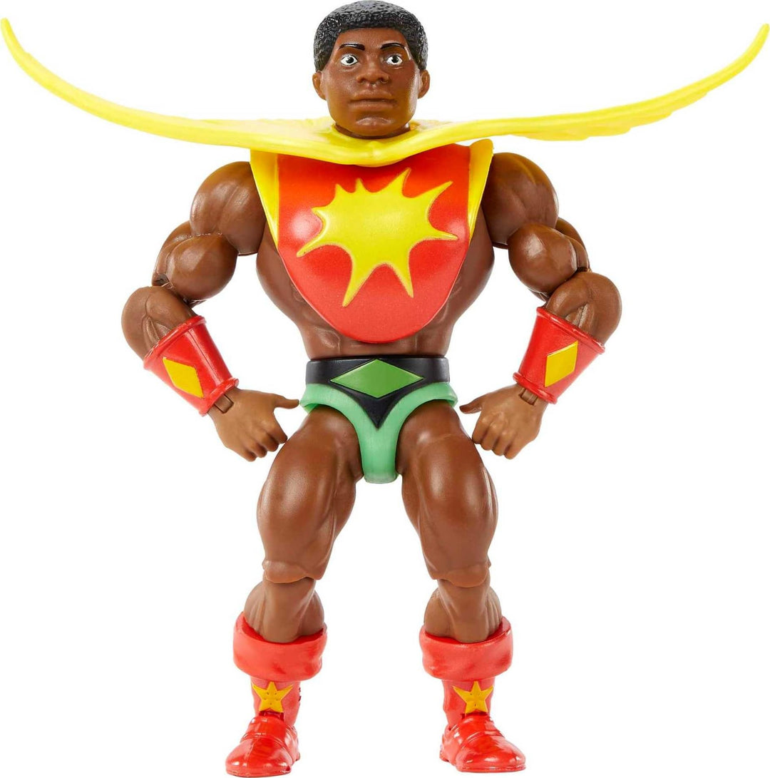 Mattel Origins Action Figure &amp; Accessories Set, Sun-Man Collectible Toy with 16 Posable Joints, 5.5-inch
