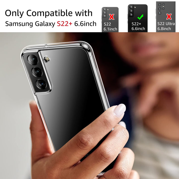 Shockproof Protective Designed for Samsung Galaxy S22+ Plus 5G Case, [NOT Fit S22 &amp; S22 Ultra], Silicone Clear Hard PC Back TPU Soft Bumper Rugged Lightweight Slim Design Phone Cover Cases, Clear