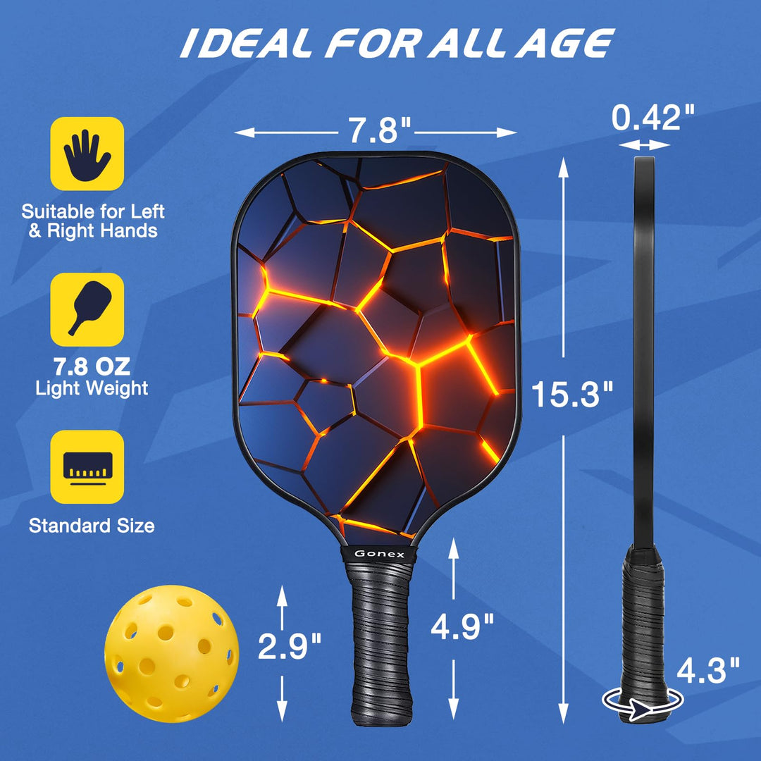 Pickleball Paddles, USAPA Approved Graphite Pickleball Rackets with Comfort Grip, Carbon Fiber Pickleball Set of 2/4 Paddles with 4 Balls, Portable Carry Bag