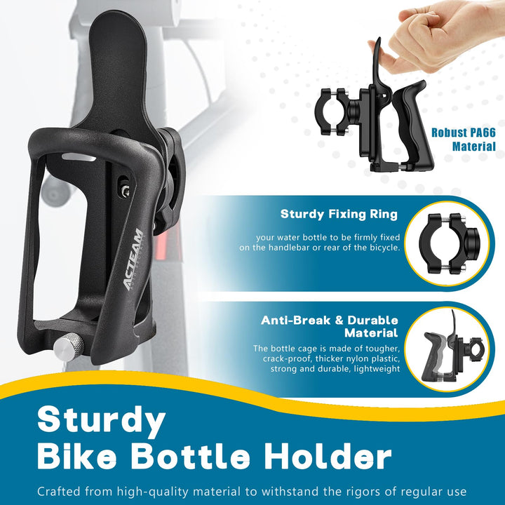 Bike Cup Holder, Motorcycle Water Bottle Holder 360° Rotation Adjust Bicycle Handlebar Water Bottle Cages, Upgraded Expandable Design Drink Holder for Bicycle, Motorcycle, ATV, Stroller, Wheelchair