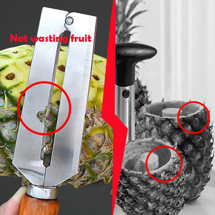 MAKEGELD Pineapple Peeling Knife Sugar Cane Peeler Knife Sugarcane Peeling Kinves Artifact Planing Knife -Stainless Steel-Natural Non-slip Wooden Handle