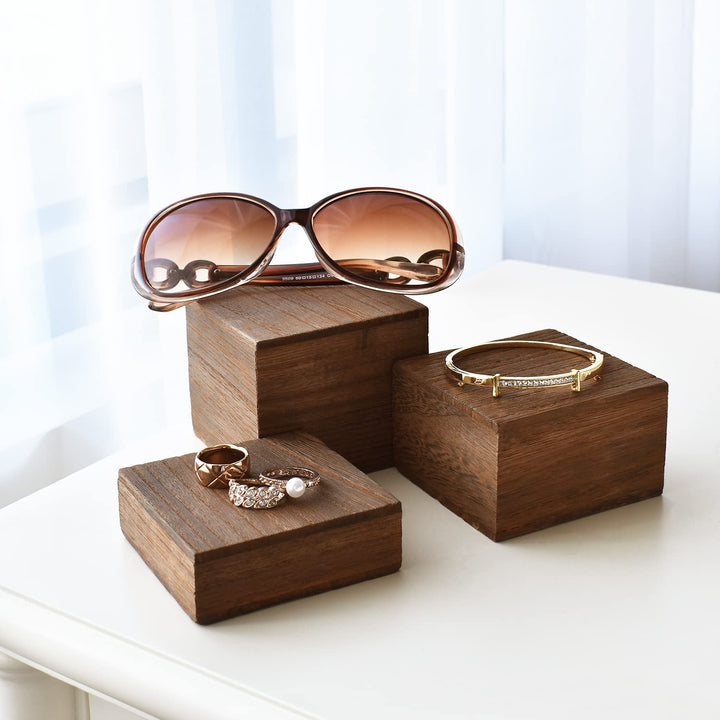 MOOCA Customizable Wooden Display Risers Set - 3 Differ