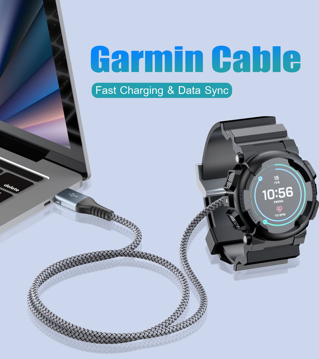 Garmin Watch Charger Cable [2-Pack,4ft] Compatible with Garmin Fenix 8 7 7X Pro 6 6X 5 5S 5X,Forerunner 965 955 945 265 245 55 ,Approach S70 S62 S60,Vívoactive 5 4s,Venu Sq 3 2S,Epix Instinct Tactix