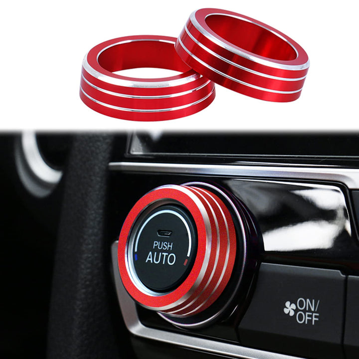 for Honda Civic Accessories Door Speaker Engine Start Button SYNC AUTO Knob Cover Center Control Sticker Compatible with Honda Civic 10th Gen 2016-2021 (Red, 5PCS)