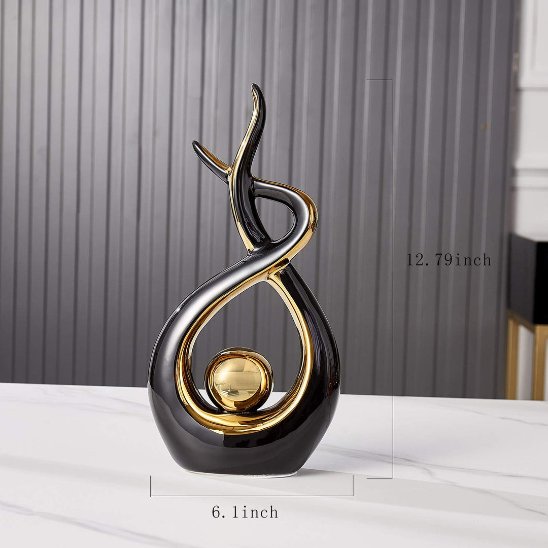 Home Decor Modern Art Ceramic Statue, Table Decorations for Living Room Dining Room, Coffee Table Centerpiece Shelf Decor Great Gift Idea 12.2 H (Black, Large)