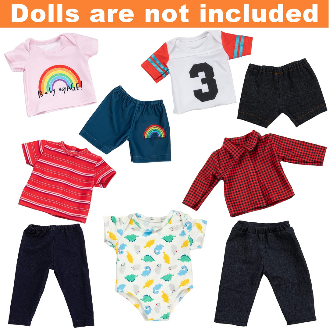 5 Sets 15-18 Inch Doll Clothes Outfits Casual Wear for 43cm Baby Doll Clothes, 16 Inch Baby Doll Clothing 17 in Boy Doll Clothes