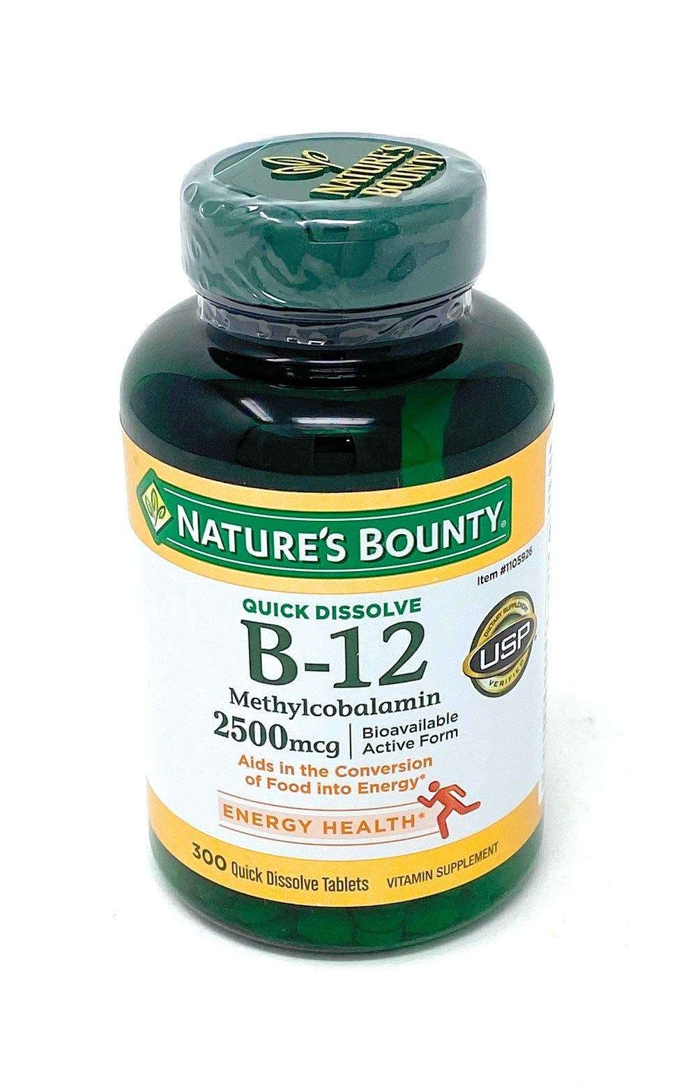 Nature&#39;s Bounty Quick Dissolve Fast Acting Vitamin B-12 2500 mcg, Natural Cherry Flavor (300 tablets)