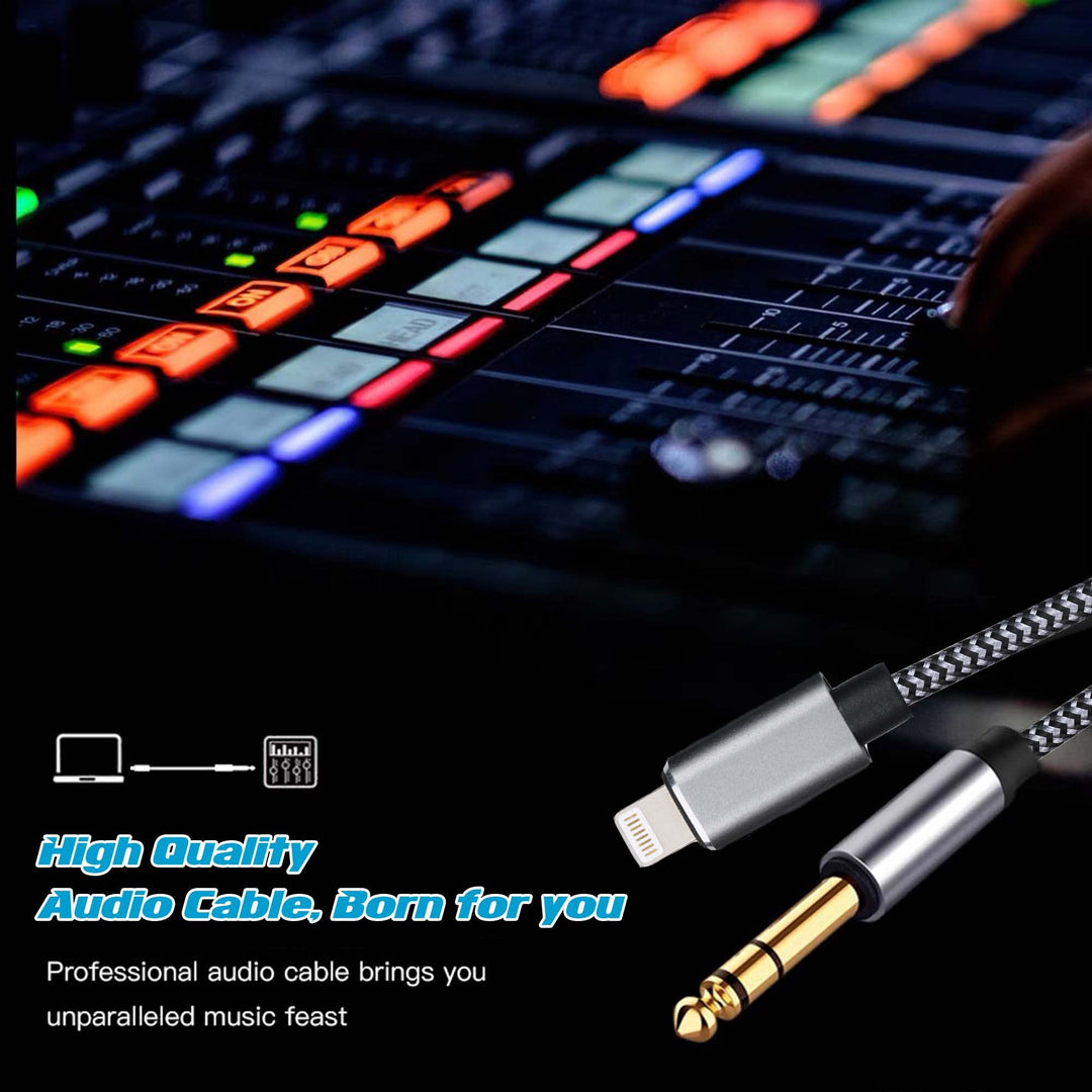 WORLDBOYU Lightning to 6.35mm 1/4 inch TRS Audio Stereo