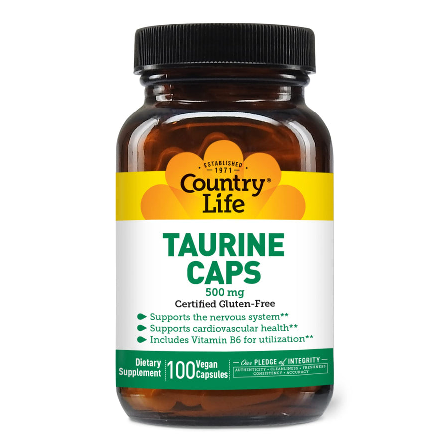 Country Life Taurine 500 mg w/B-6, 100 Capsules