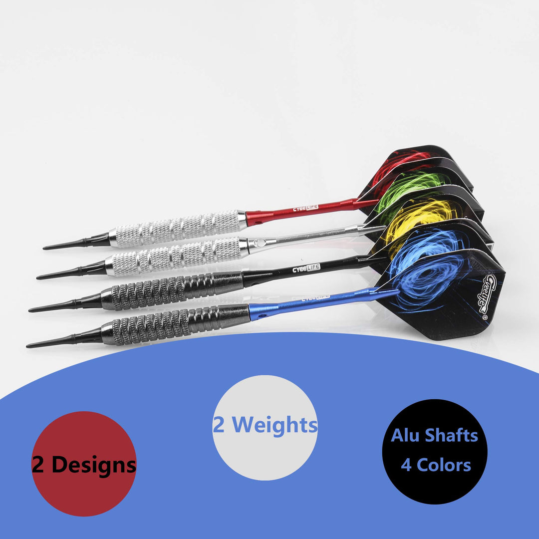 CyeeLife 18 Gram Soft tip Darts with 2Designs,4 Colors 