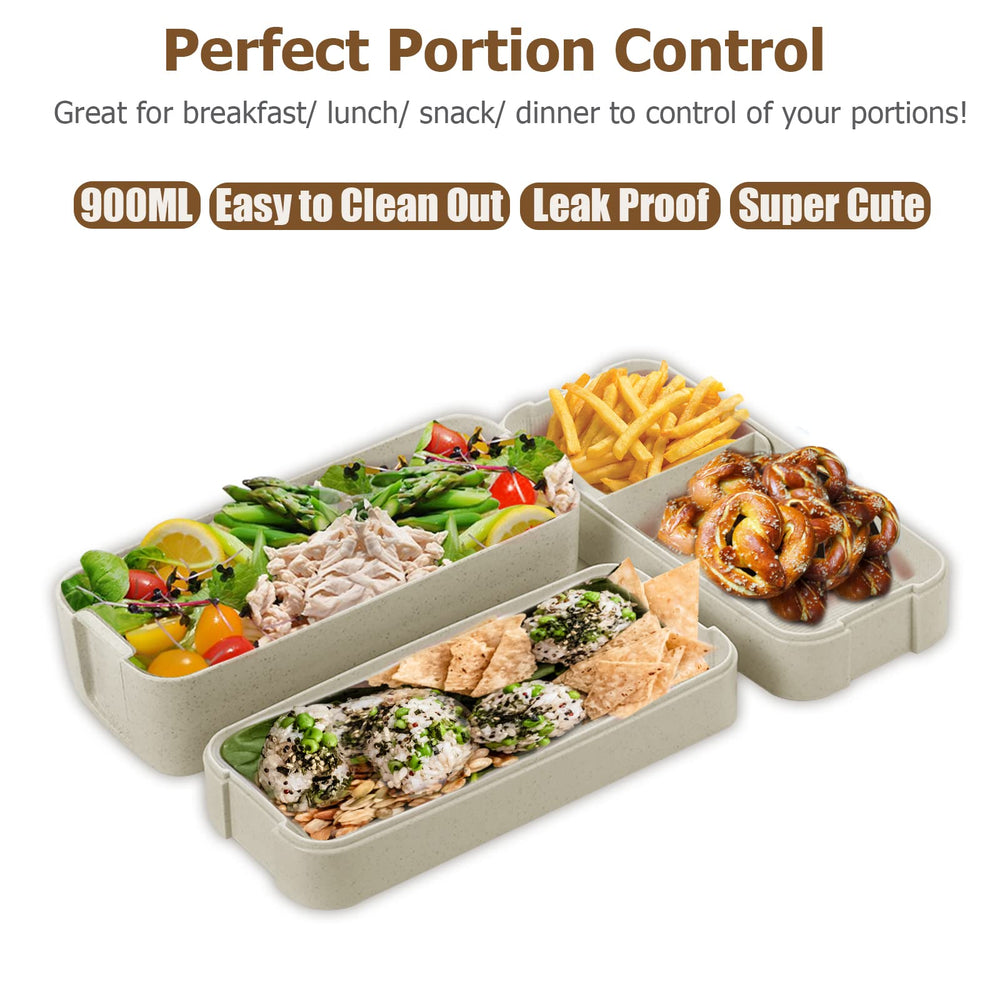 Bento Box for Adults, 3-In-1 Meal Prep Container, 900ML