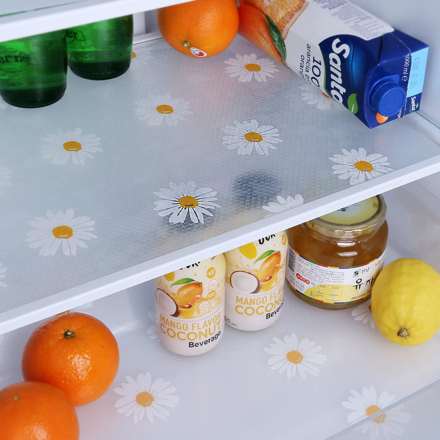 Refrigerator Liners - Waterproof Fridge Liners - Easy to Clean Refrigerator Shelf Liners for Glass Shelves & Drawers - Non-Slip Refrigerator Mats BPA-Free (Daisy, 17.7 x 78.7)