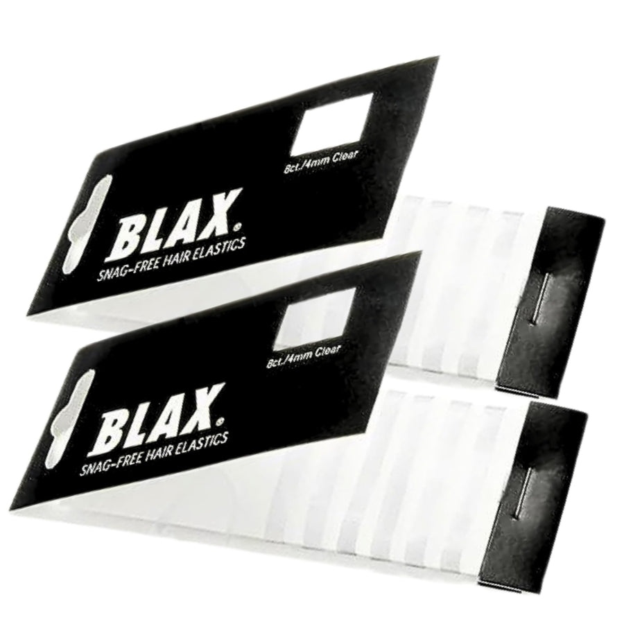 2 Pack , Clear : Blax Clear Snag-Free Hair Elastics - 4mm 2 Pack……