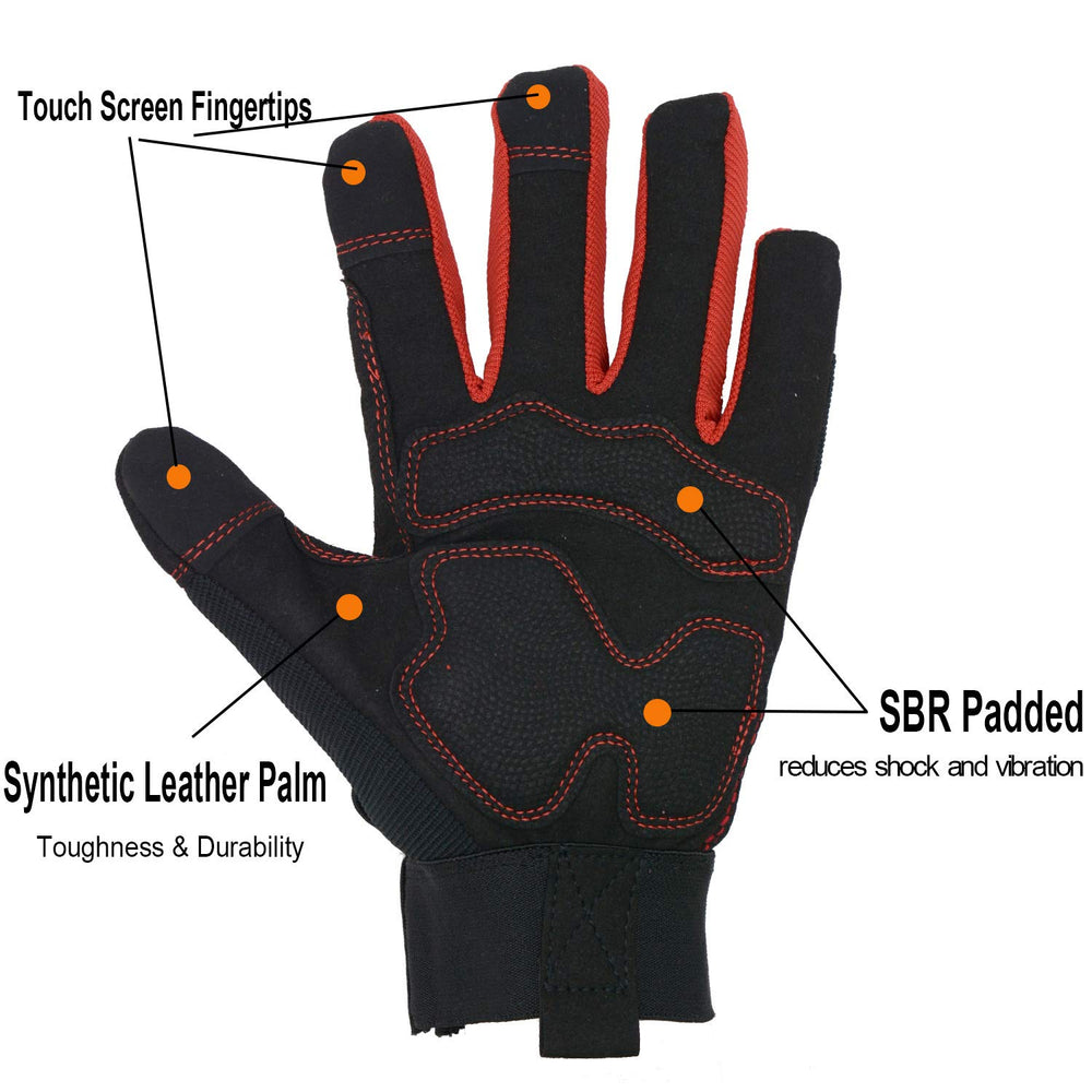 HANDLANDY Anti Vibration Safety Work Gloves for Men Wom