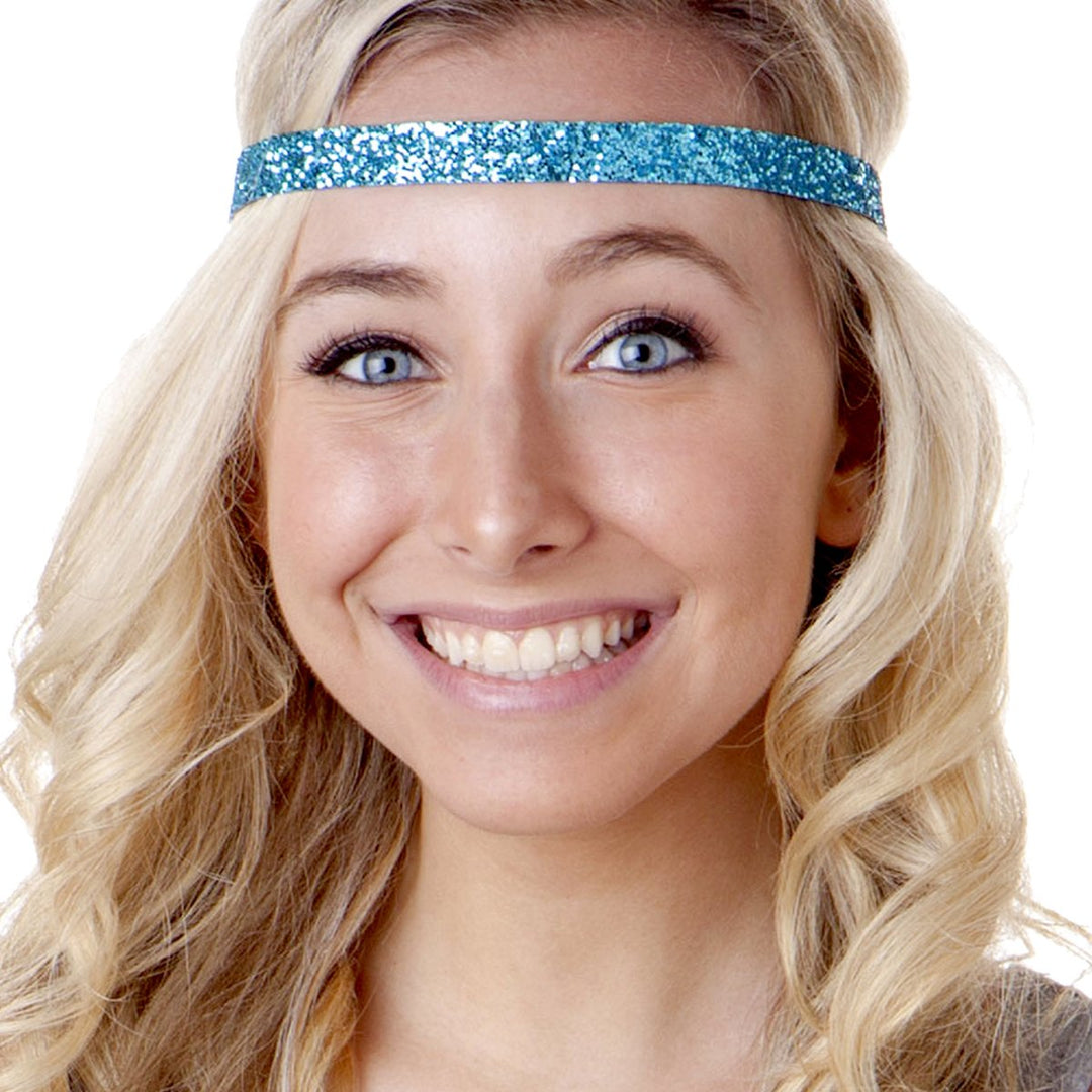 Women&#39;s Adjustable NO SLIP Bling Glitter Headband Mixed 3pk (Teal)