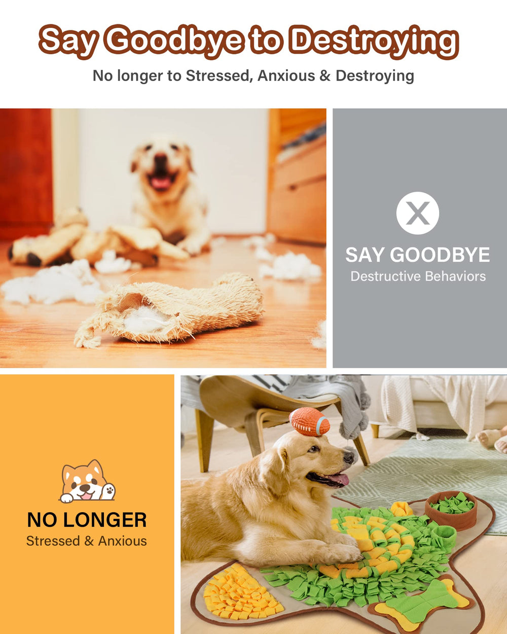 Snuffle Mat for Dogs Large Breed, 28.3''x28.3'' Interactive Puzzle Dog Food Mat, Easy to Clean, Durable, Mental Stimulation & Slow Feeding Game for All Breeds