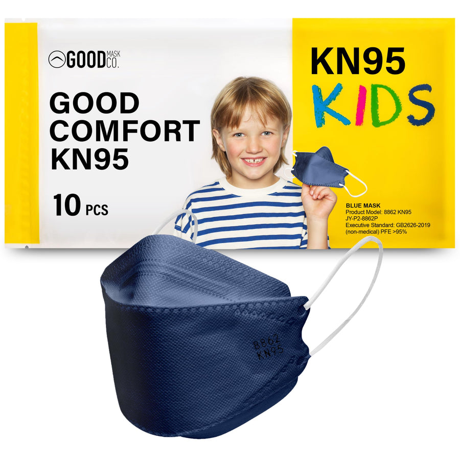 Good Comfort Kids’ FFP2 Face Masks, Disposable and Comfortable Face Masks for Kids, Pack of 10, Blue