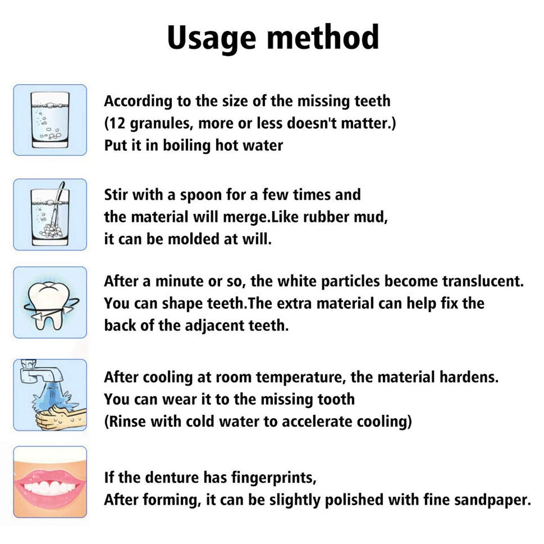 Teeth Repair Kit, Temporary Teeth replacement kit, Moldable False Teeth, Thermal Fitting Beads for Snap On Instant and Confident Smile, with Mouth Mirror, Mouth Tweezer, Dental Probe