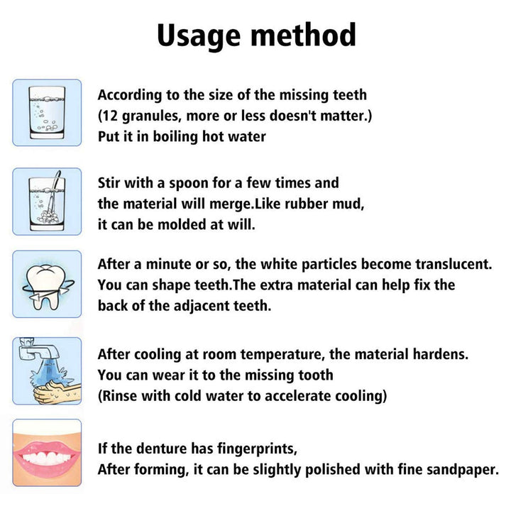 Teeth Repair Kit, Temporary Teeth replacement kit, Moldable False Teeth, Thermal Fitting Beads for Snap On Instant and Confident Smile, with Mouth Mirror, Mouth Tweezer, Dental Probe