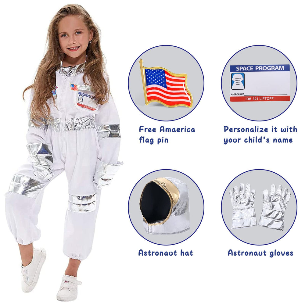 Latocos Astronaut Costume for Kids Space Pilot Jumpsuit