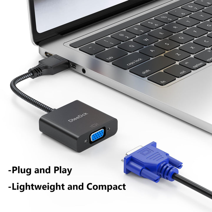 HDMI to VGA Adapter, HDMI-to-VGA Adapters Braided Cable Male to Female HDMI VGA Converter for Monitor Laptop Desktop Computer PC Projector HDTV Compatible with Lenovo HP ASUS Dell...
