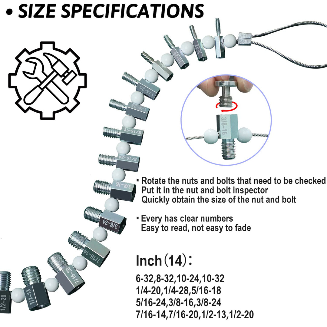 Nut &amp; Bolt Thread Checker (Complete SAE/Inch and Metric Set) - 26 Male/Female Gauges - 14 Inch &amp; 12 Metric - Quickly Checking Nuts and Bolts Inch or Metric and Verifying The Size and Thread Pitch