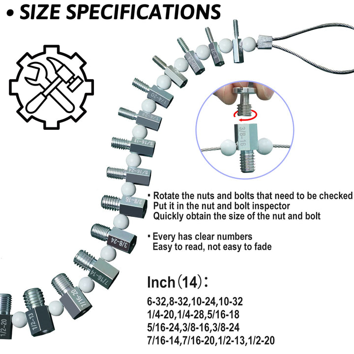 Nut &amp; Bolt Thread Checker (Complete SAE/Inch and Metric Set) - 26 Male/Female Gauges - 14 Inch &amp; 12 Metric - Quickly Checking Nuts and Bolts Inch or Metric and Verifying The Size and Thread Pitch