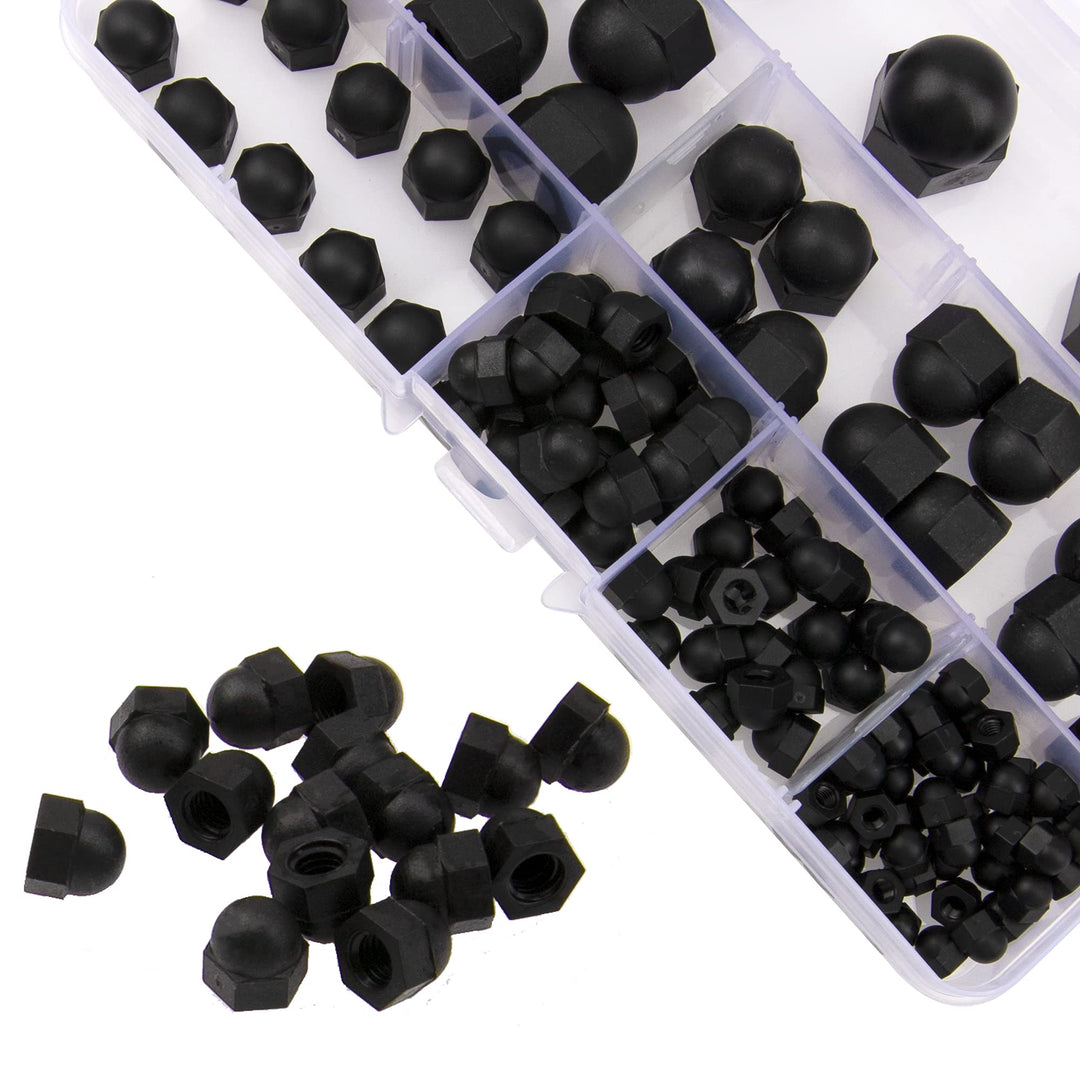 Rrina 100Pcs Black Nylon Dome Acorn Nut Inner Threaded 