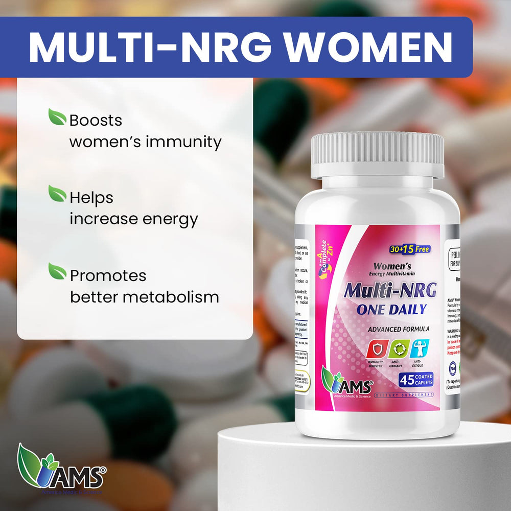Multivitamins for Women, Multi-NRG, 45 Coated Caplets, One Daily, Immune Support Supplements, Vitamin C & B Complex, Vital Micro-Nutrients & Natural Herbal Ingredients.