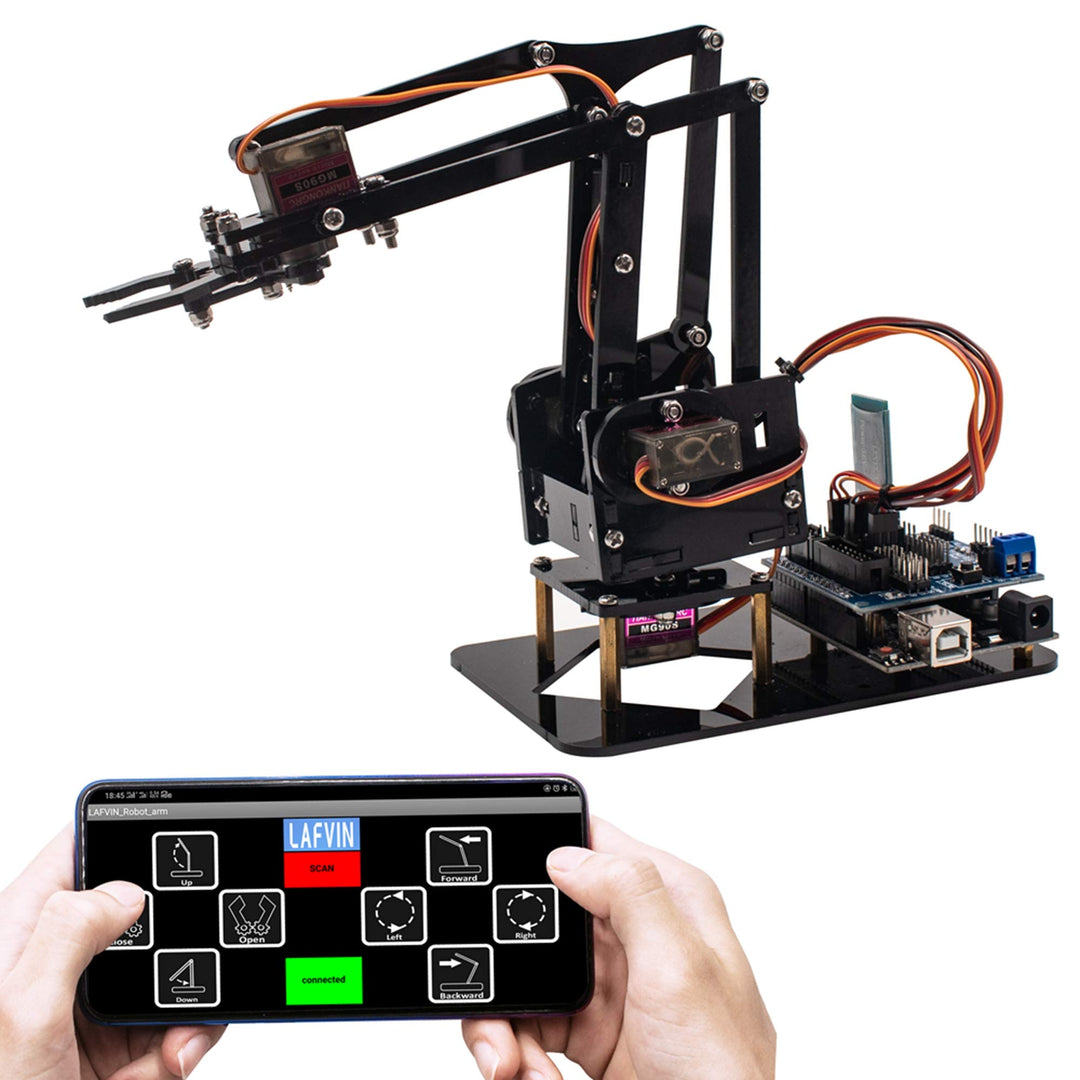 4DOF Acrylic Robot Mechanical Arm Claw Kit compatible with Arduino IDE DIY Robot with CD Tutorial