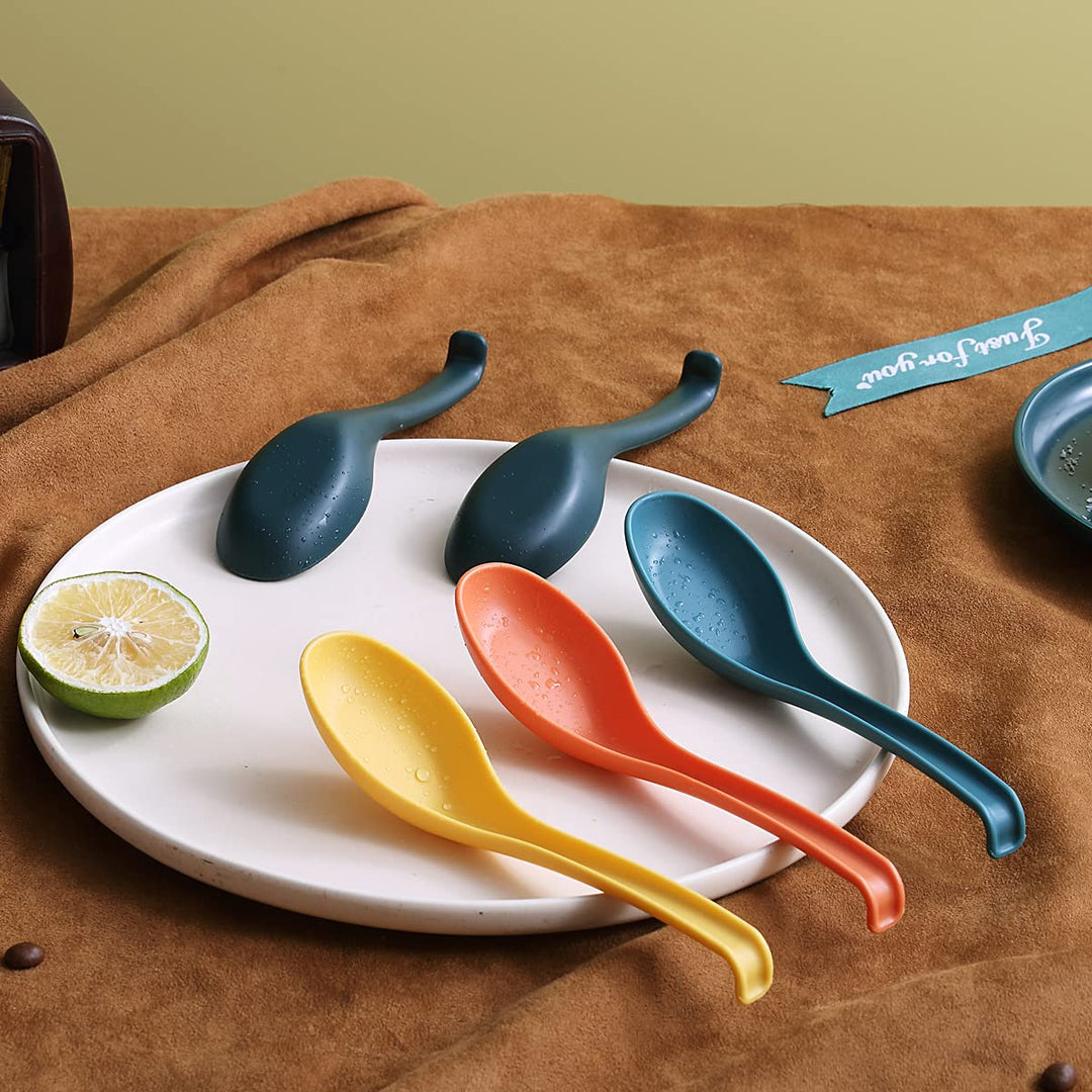 Soup Spoon, ECO Friendly Dinner Spoon,Made of Food Grade PP, BPA Free,Easy Clean,Dishwasher Safe Set of 12(Mix Color)