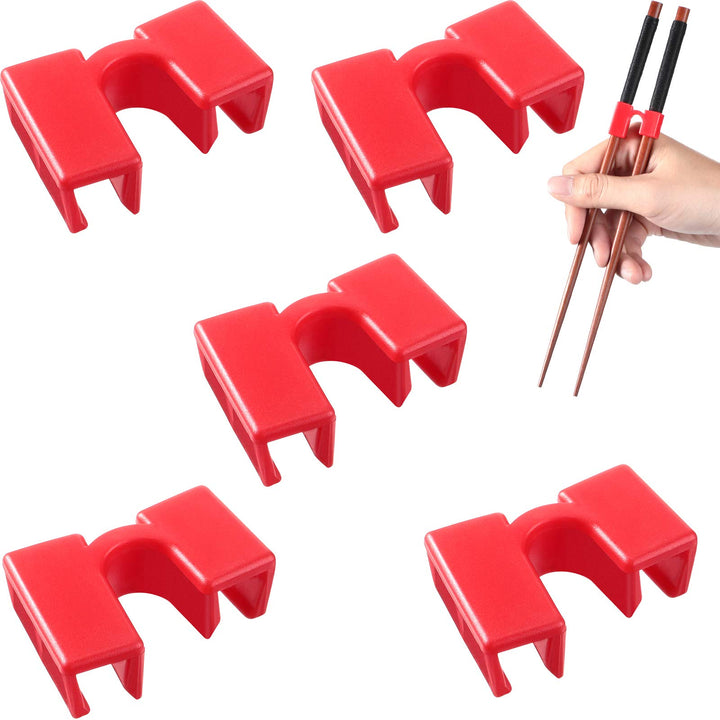 5 Pairs Reusable Chopstick Helpers Practice Chinese Chop Stick Training Chopsticks for Many Age, Kids, Adult, Beginner, Trainers or Learner (Red)