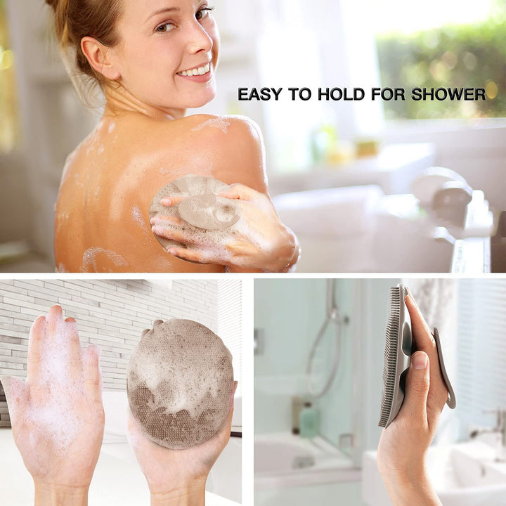 Soft Silicone Body Cleansing Brush Shower Scrubber, Gentle Exfoliating and Massage for All Kinds of Skin (Gray)
