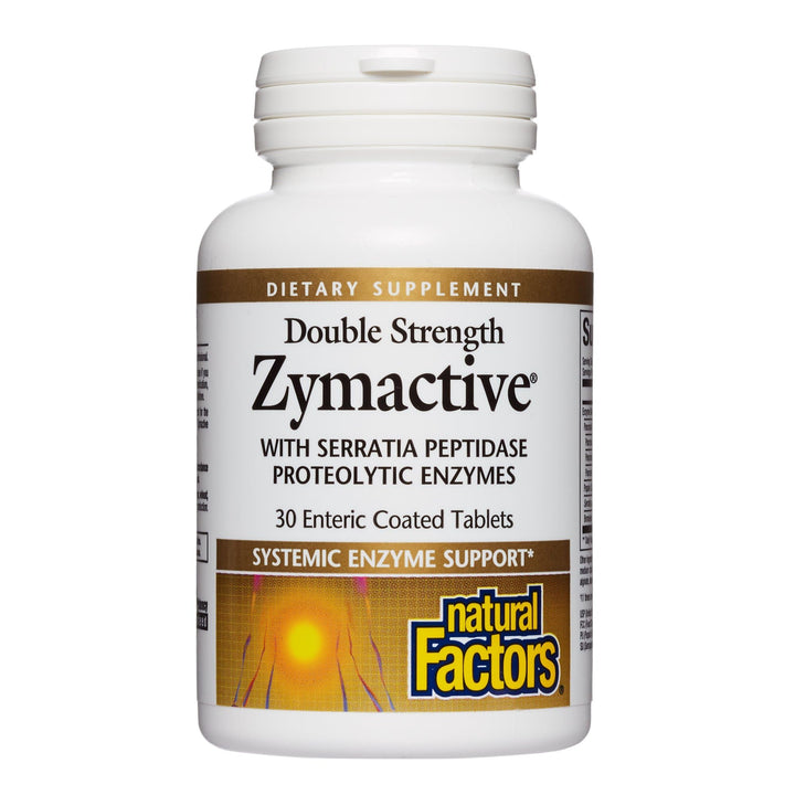 Natural Factors - Zymactive Proteolytic Enzyme Double Strength, Supports a Healthy Inflammatory Response to Help Muscle and Joint Function, Gluten Free, Non-GMO, 30 Enteric Coated Tablets
