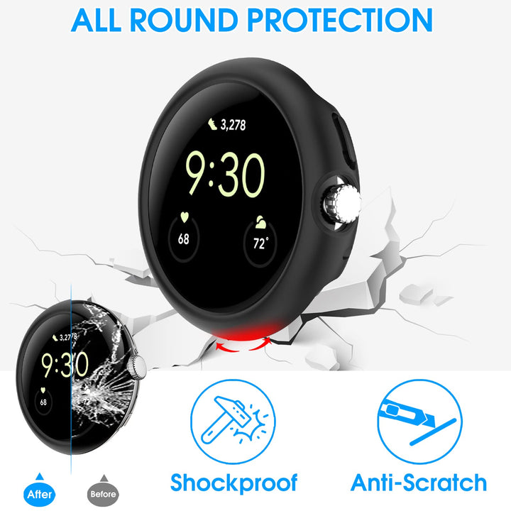 4 Pack Case for Pixel Watch 3/2/1 41mm, Shockproof Hard PC Protective Cover, All-Around Edge Bumper Compatible with Pixel Watch 3/2/1 41mm