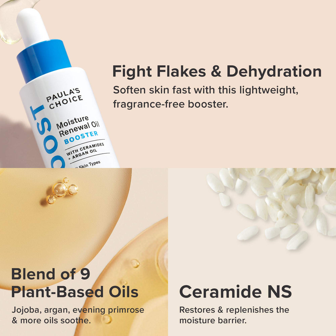Paula&#39;s Choice BOOST Moisture Renewal Oil Booster, Ceramides &amp; Argan Oil Serum for Redness Relief, Dry Skin, 0.67 Ounce