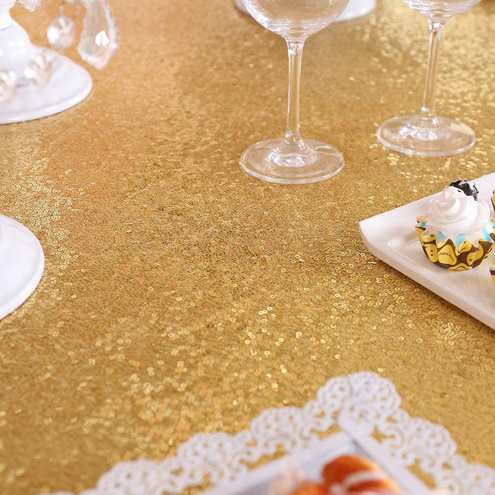 Gold Sequin Tablecloth Rectangle - 55x80inch Glitter Gold Tablecloth Sparkle Sequined Table Cloth for Banquet Christmas Party Wedding Baby Shower Birthday